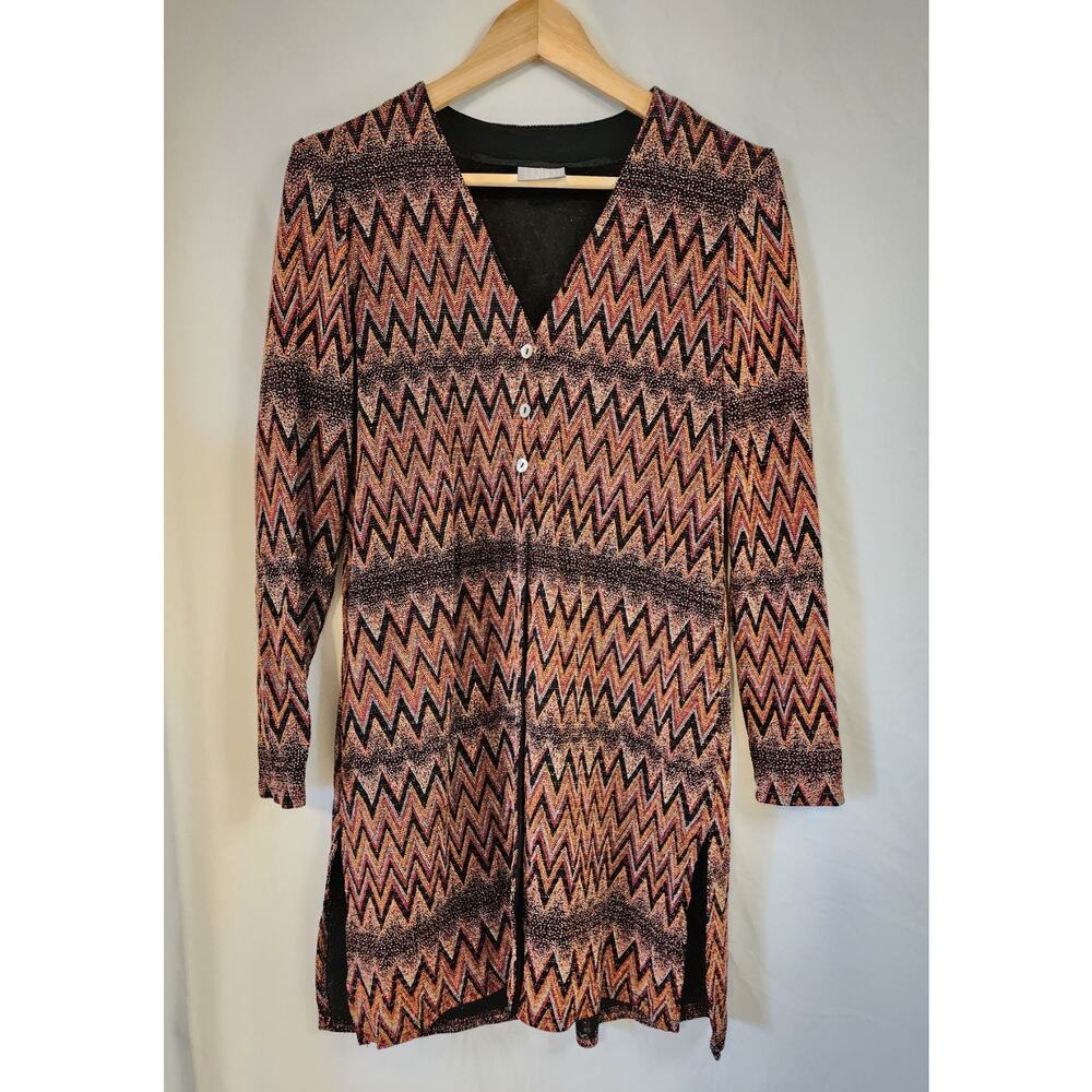 RABBIT DESIGNS Made in USA Multi Color Micro Beaded Cardigan - Size 10 Medium